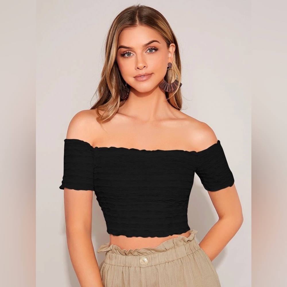 Aeropostale Lettuce Hem Ribbed Crop Top